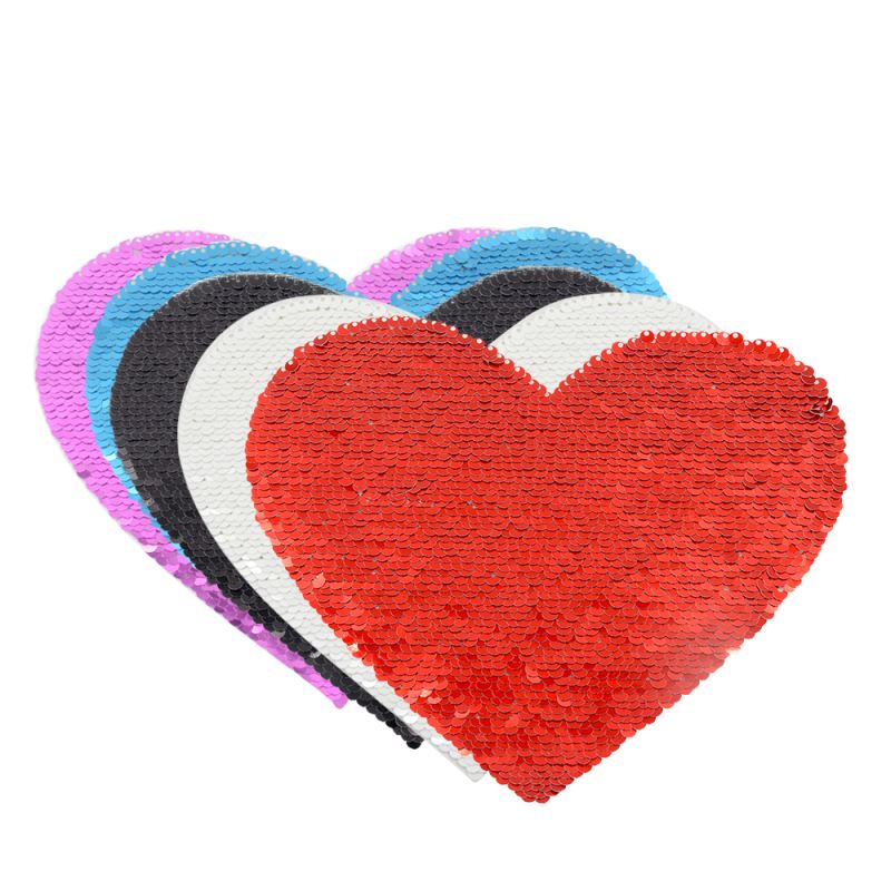 Red/White Sequin Transfer (Back Sticker) Heart Shape
