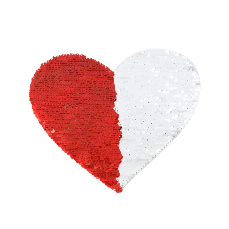 Red/White Sequin Transfer (Back Sticker) Heart Shape