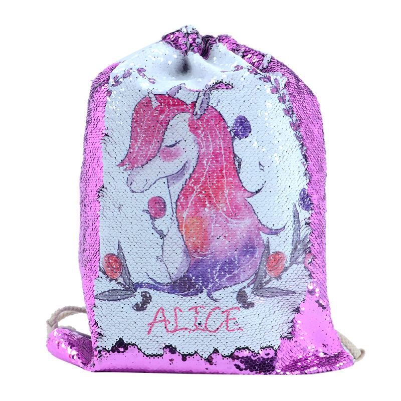  personalised sequin drawstring bag