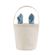 Linen Easter Basket-Natual with Nature& Pink Ear-Dia 7.8