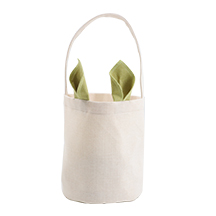 Linen Easter Basket-Natual with Pink Ear-Dia 7.8