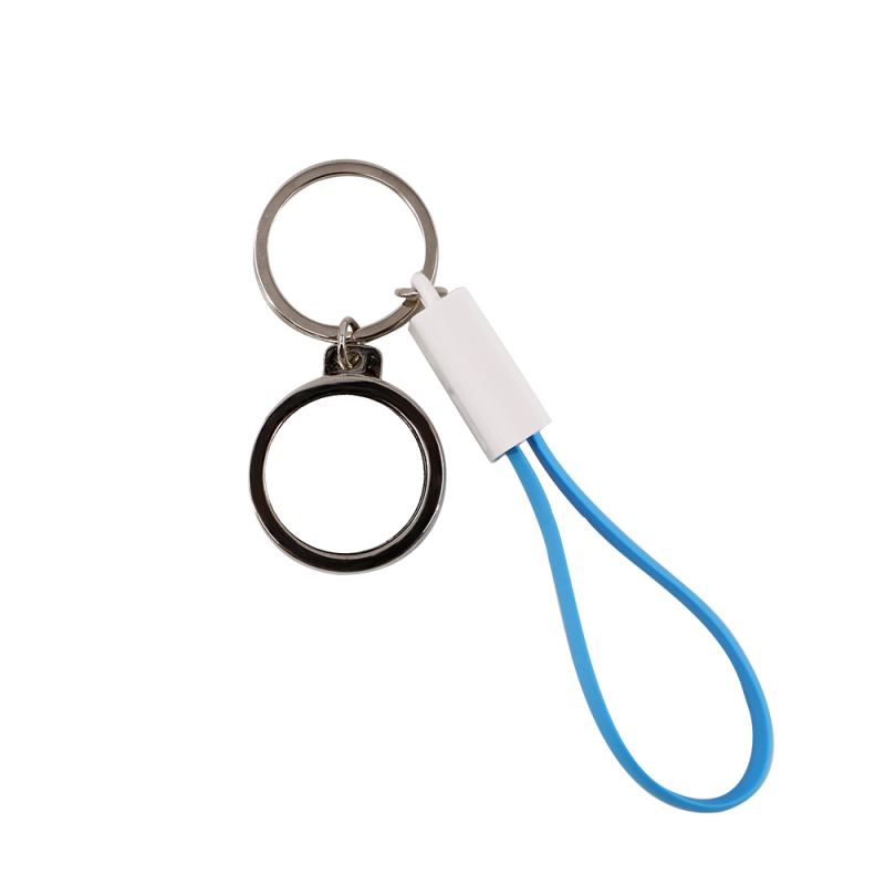 Keychain USB charging cable & bottle opener-PVC blue