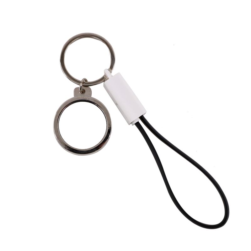 Keychain USB charging cable & bottle opener-PVC black