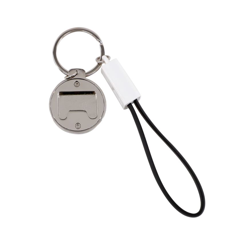 Keychain USB Type-C charging cable & bottle opener-leather black	
