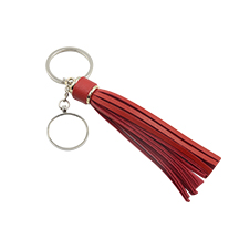 Metal Key Chain-Brown Tassel-Round(Dia 2.7CM)	