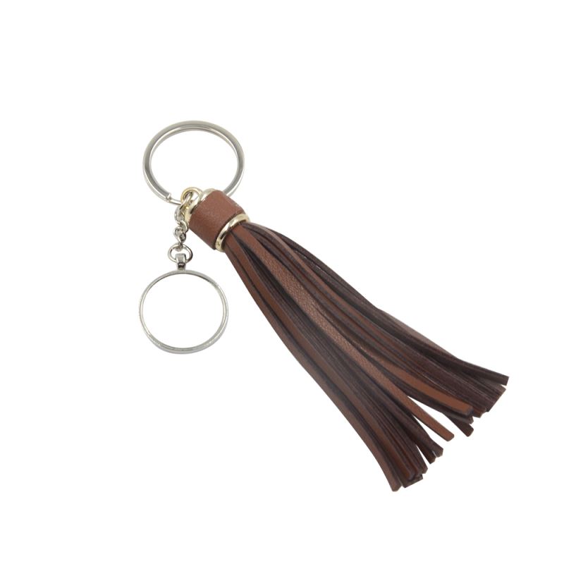 Metal Key Chain-Red Tassel-Round(Dia 2.7CM)	