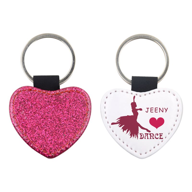 PU Glitter Key Chain-Heart Shape