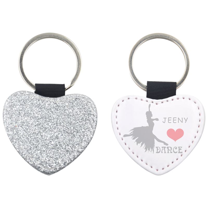 personalized pu keychain glitter