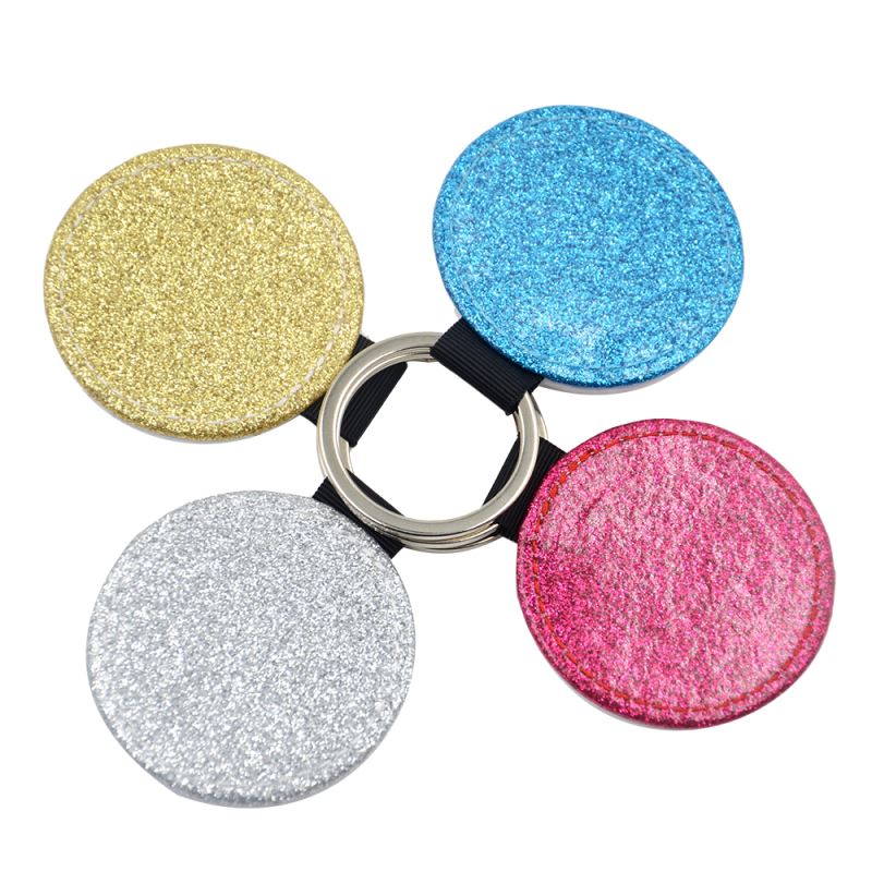 PU Glitter Key Chain - Round