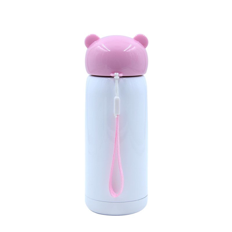 300ml Stainless Steel Bottle with Bear shape lid -Pink	