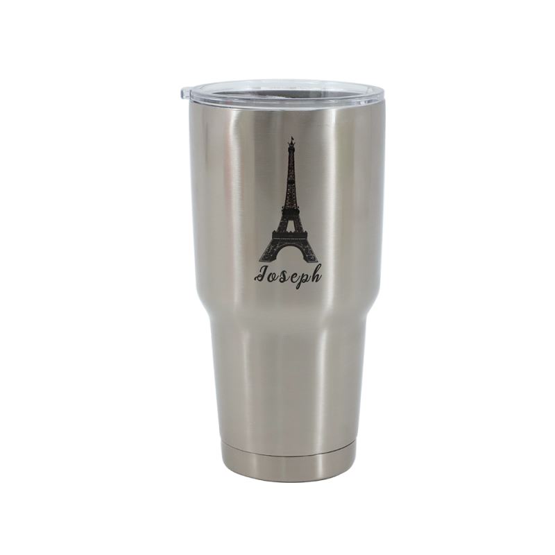 30OZ Vacuum Travel Tumbler - Silver/White