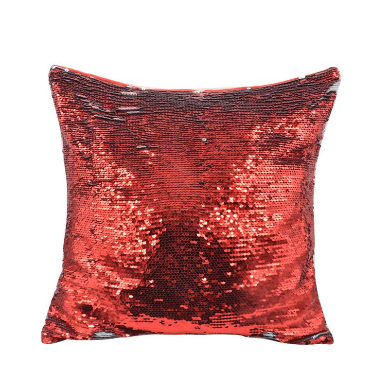 Sequin Pillow Case Square Shape Red