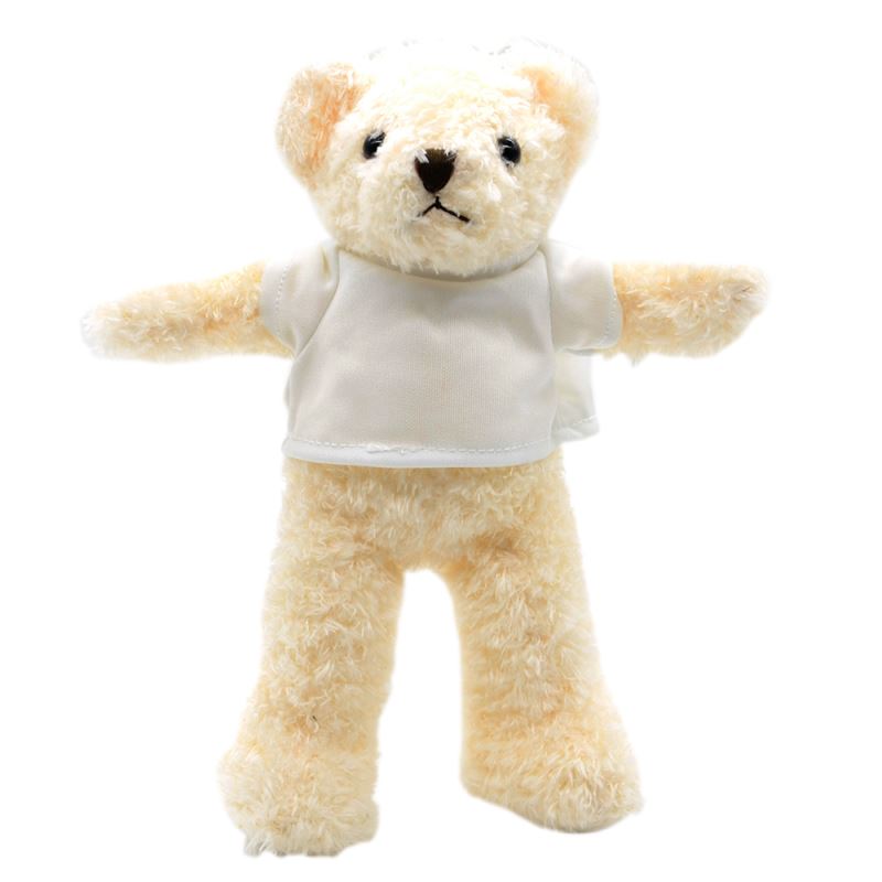 Teddy Bear with T-shirt-White-Small-24CM