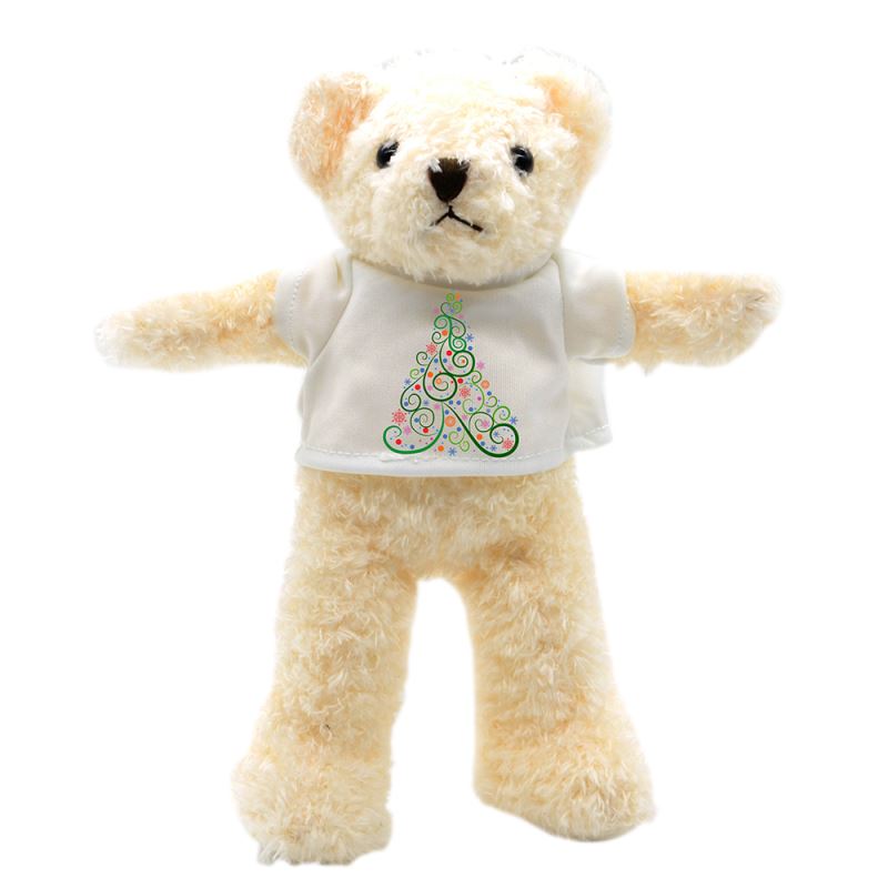 Teddy Bear with T-shirt-White-Small-24CM