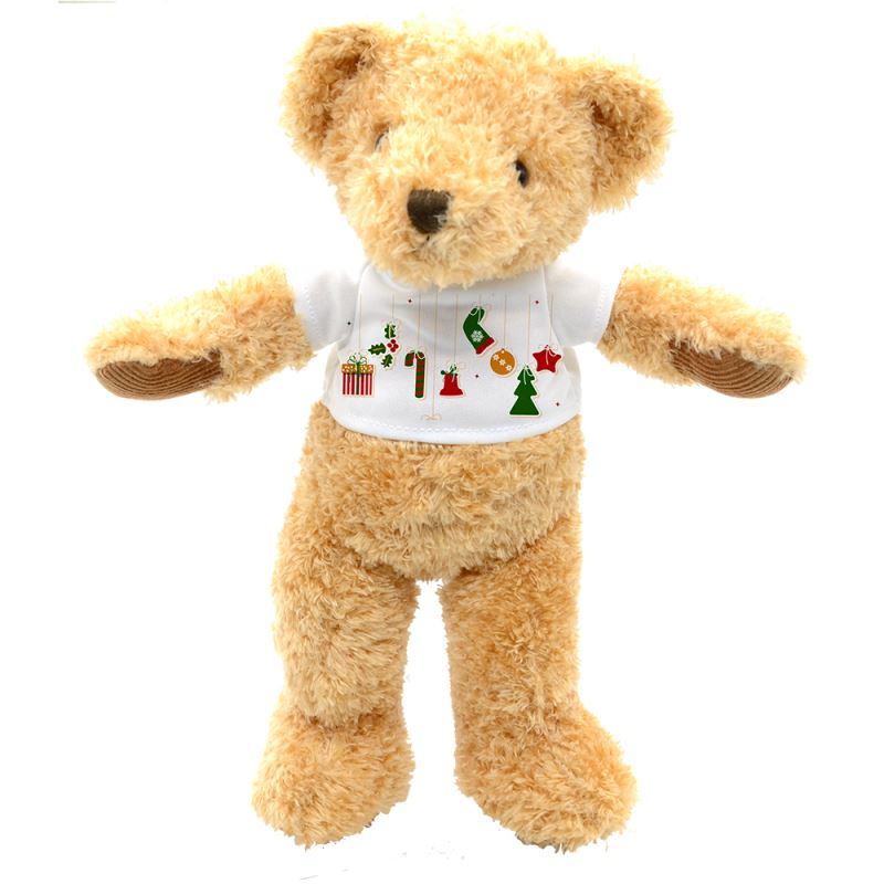 Teddy Bear with T-shirt-White-Small-24CM