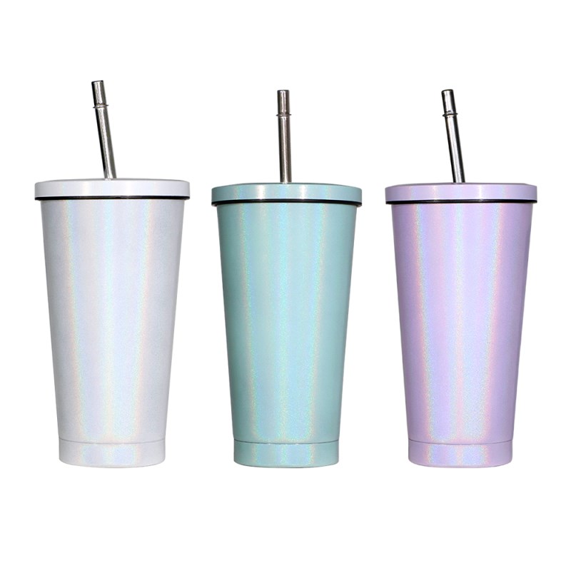 450ML Stainless Steel Rainbow Sparkle Straw Cup