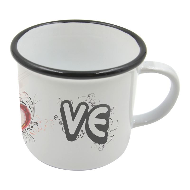 8 oz. Ceramic Camper Mug - black rim