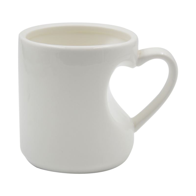 11OZ White Mug with Heart Handle