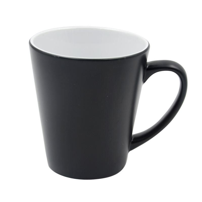 12oz Full Color Change Mug Latte Shape -Glossy-Black