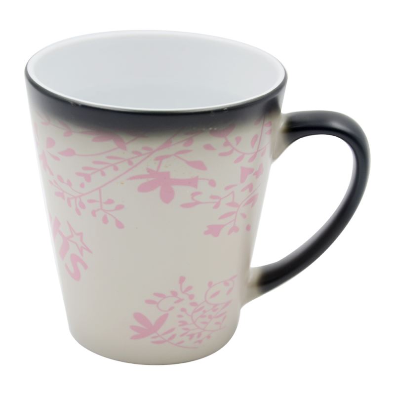 12oz Full Color Change Mug Latte Shape -Glossy-Black