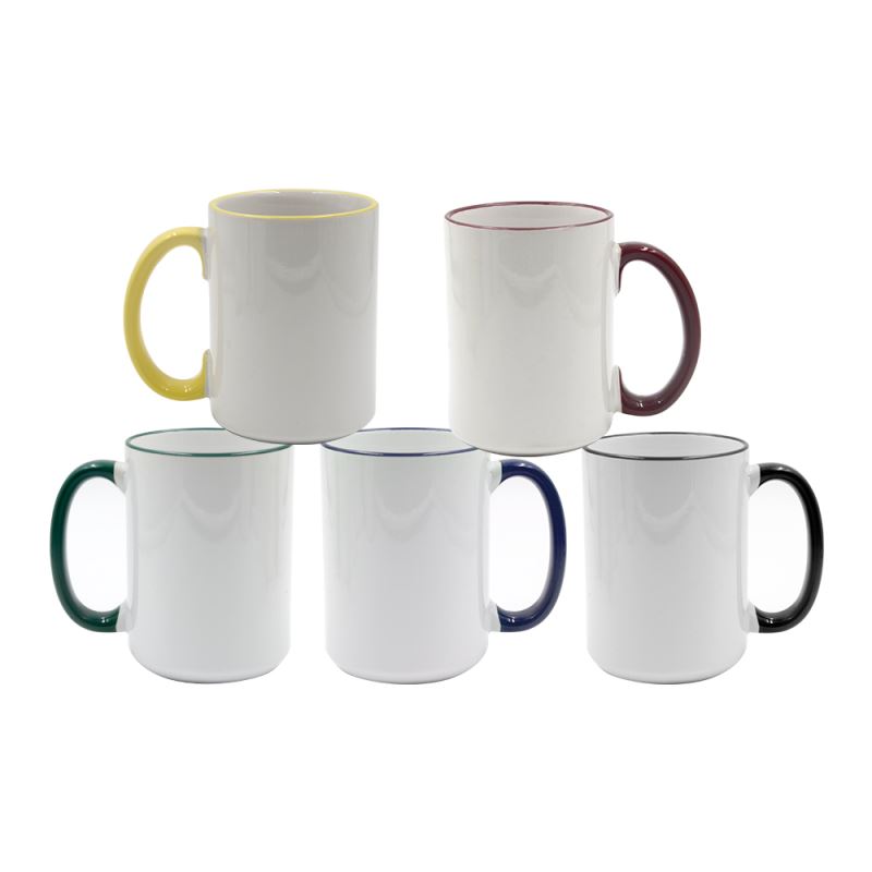 15oz Rim and Handle Color Mug - yellow