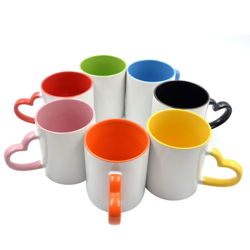 11oz Inner and Handle Color Mug With Heart Hand