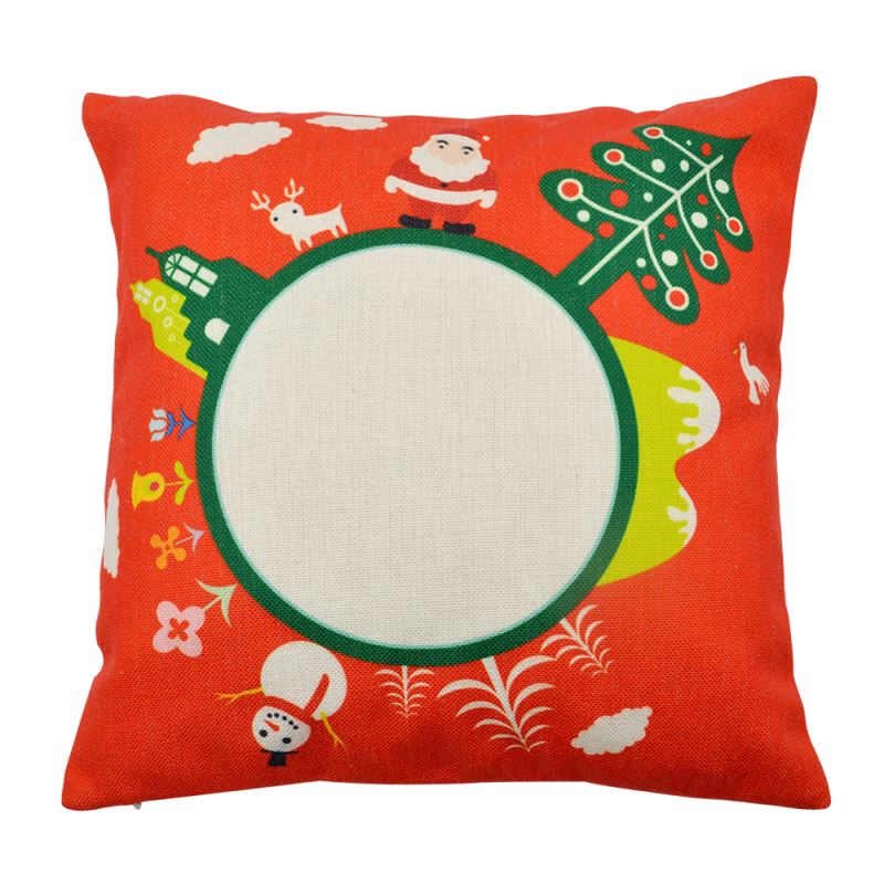 Linen Pillow Case - Red With Xmas Pattern-Double-sided Printable Part