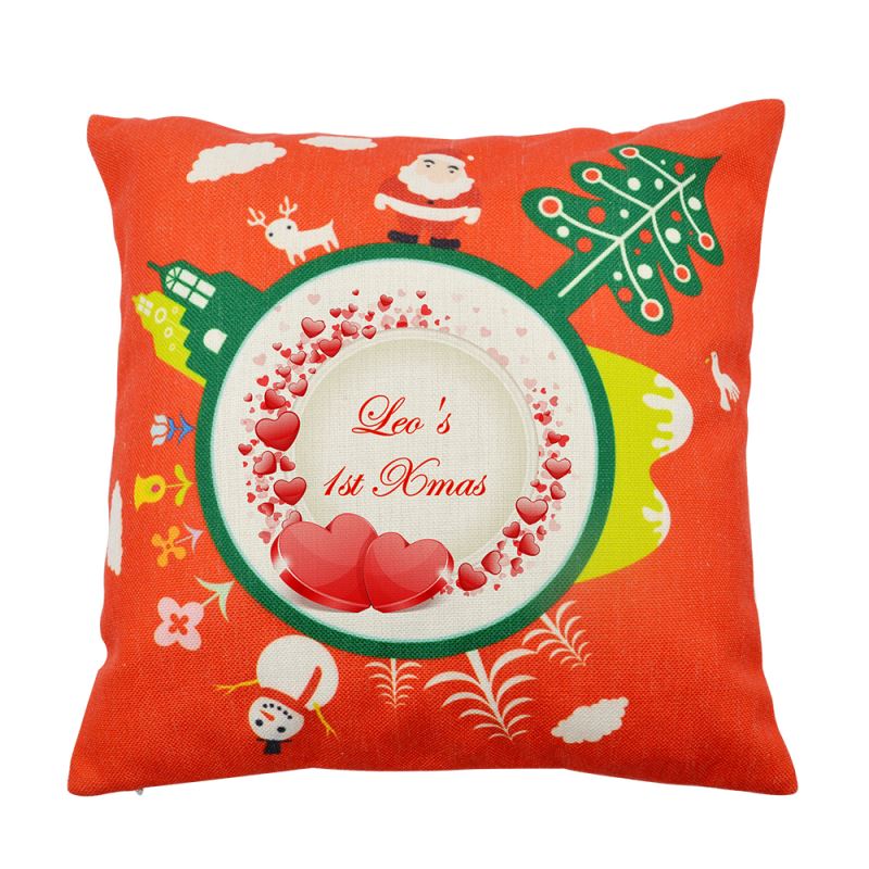 Linen Pillow Case - Red With Xmas Pattern-Double-sided Printable Part