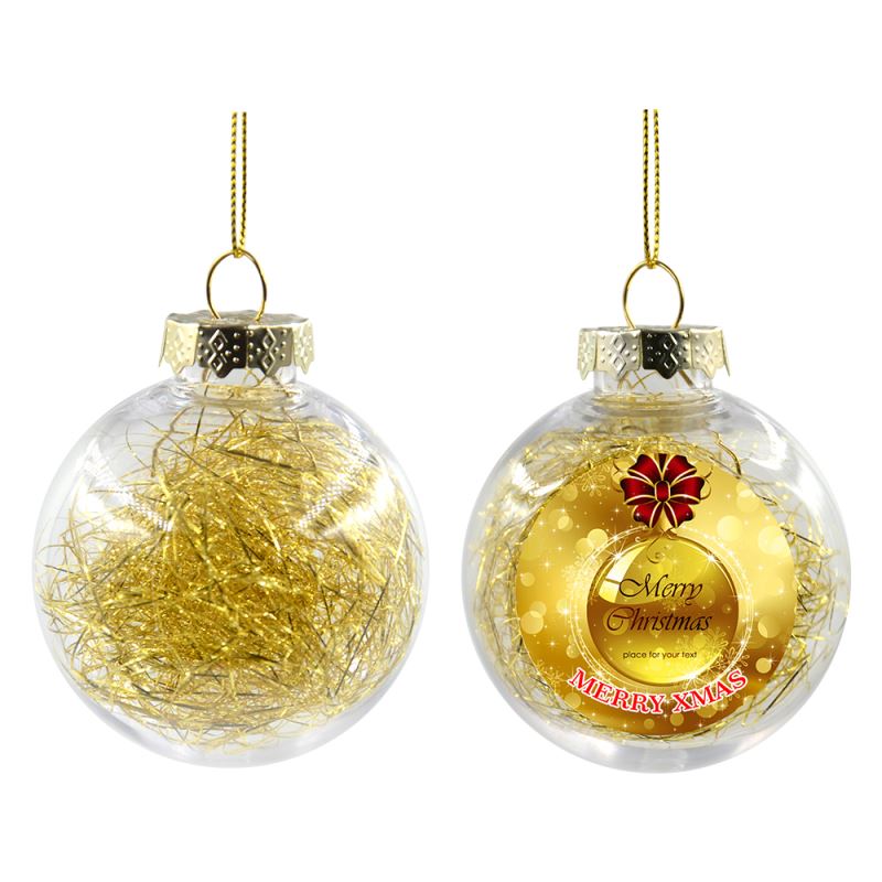 Plastic Xmas Ball With Glitters - Golden- Dia 8CM
