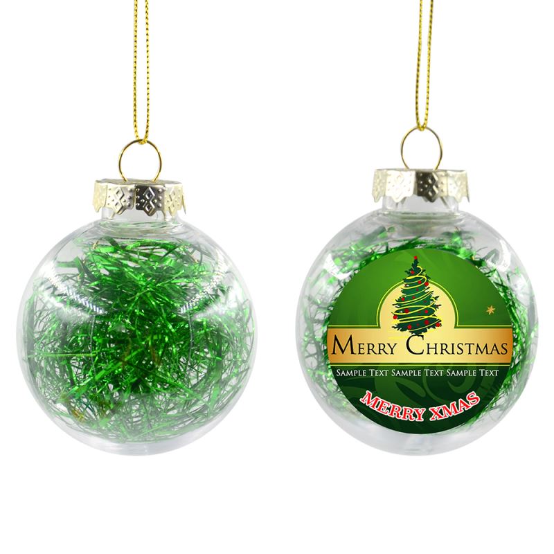 Plastic Xmas Ball With Glitters-Green-Dia 8CM