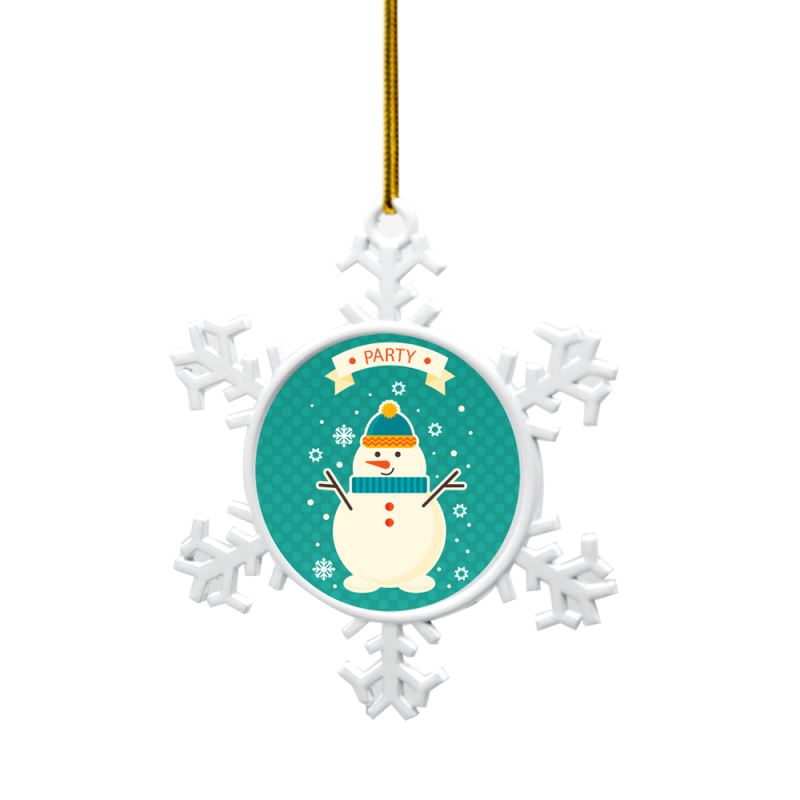 Metal Xmas Ornaments-Snowflower-White