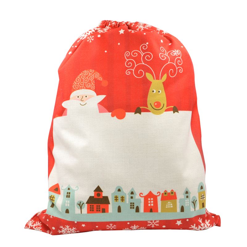 Linen Christmas Sack-Red Pattern Small-30x40cm