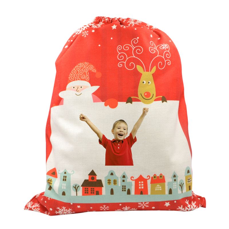 Linen Christmas Sack-Red Pattern Small-30x40cm