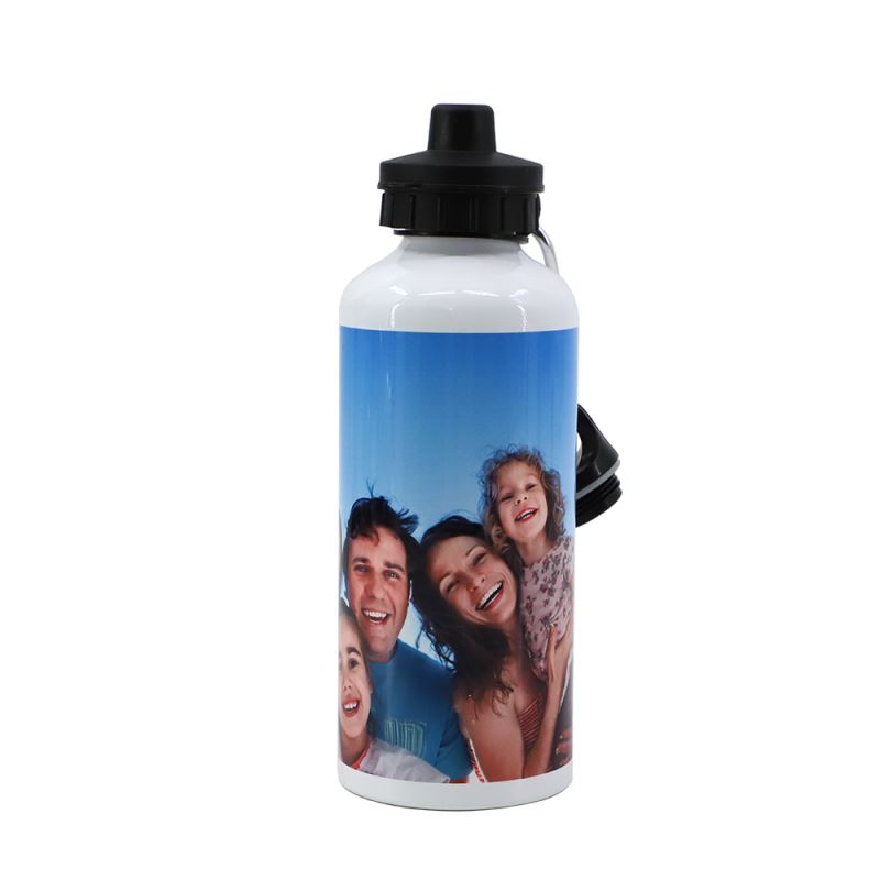 400ml Aluminium Bottle with Two Caps - White