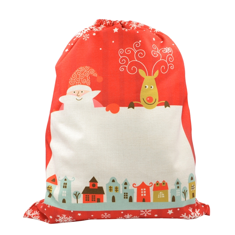 Linen Santa Sack-Red Xmas Pattern-50*66CM