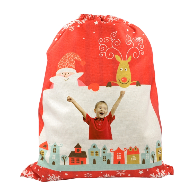 Linen Santa Sack-Red Xmas Pattern-50*66CM