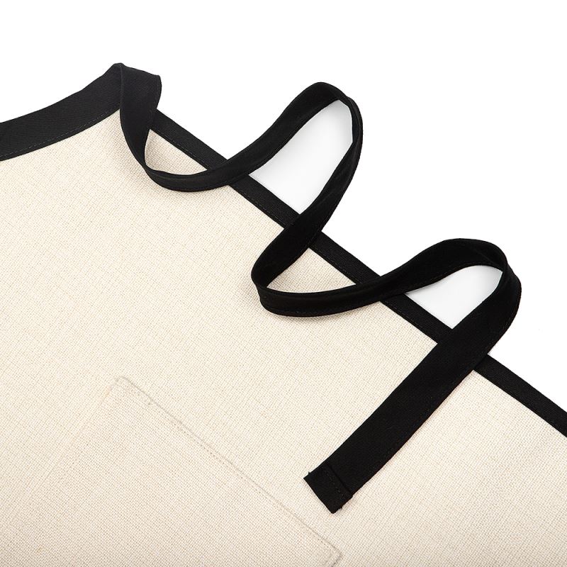 Sublimation Linen Adults Apron with Black Edge and strip