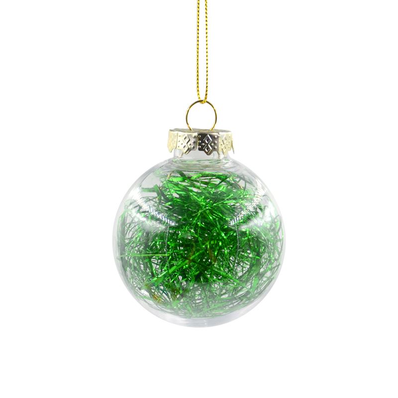 PET Ball with Glitter - green -Dia:6cm