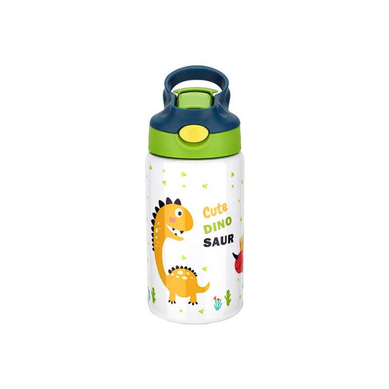 350ml Kids Stainless Steel Bottle With Straw-Blue & Green