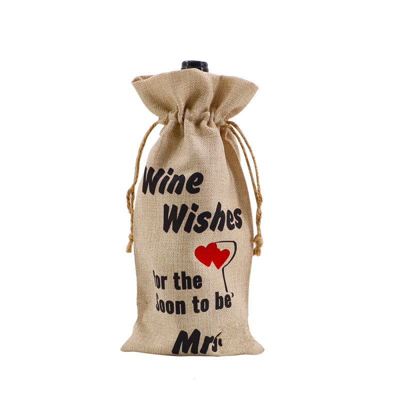 Faux Burlap Drawstring Bag-17*34CM