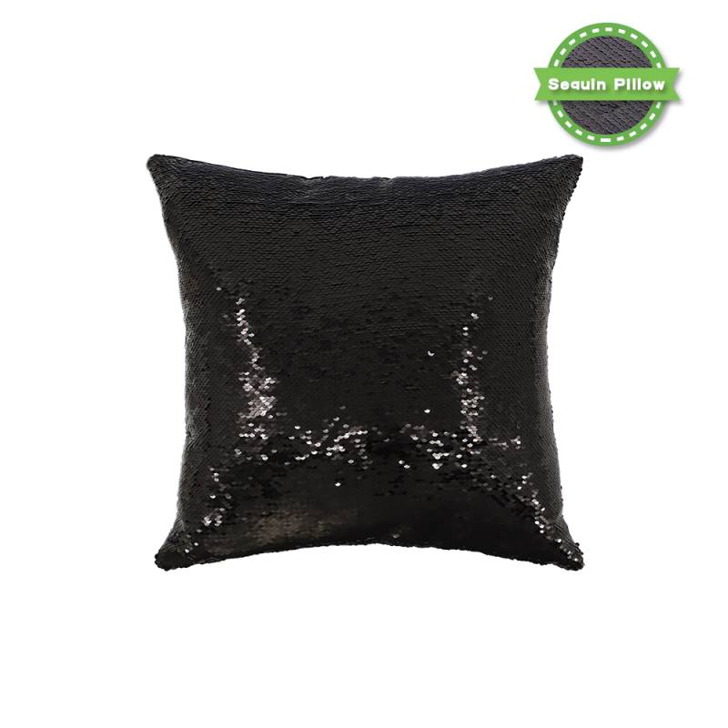 Sequin Pillow Case-Square Shape-Black