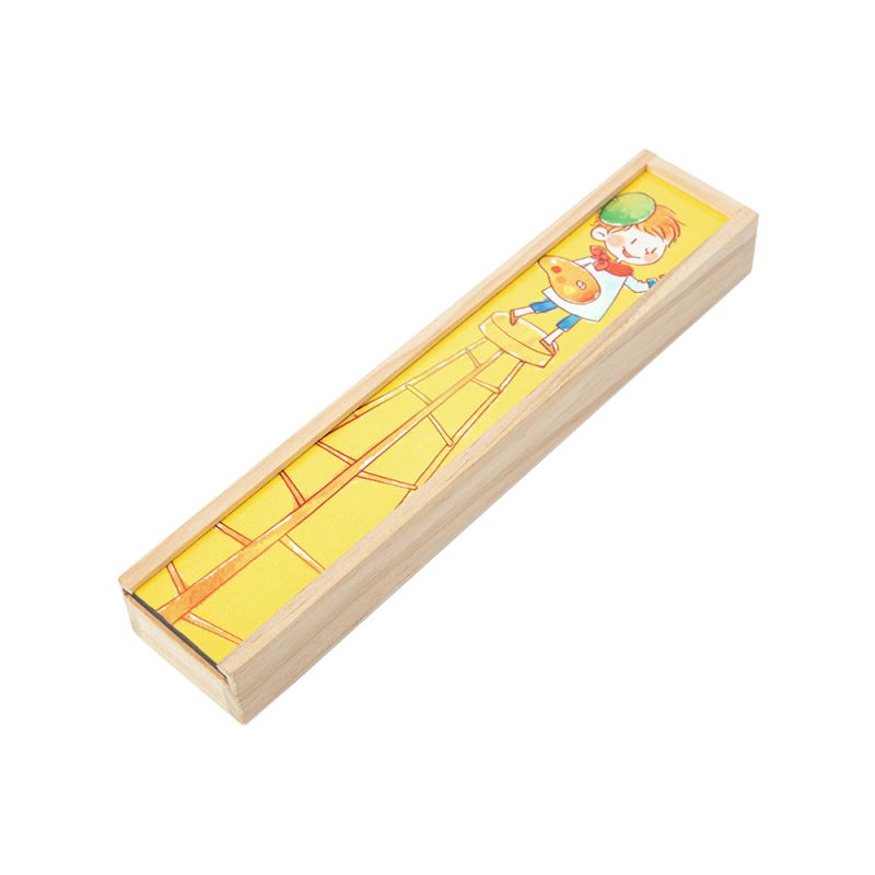 Wooden Pencil Box with MDF Insert - with 8pcs Colorful Pencil