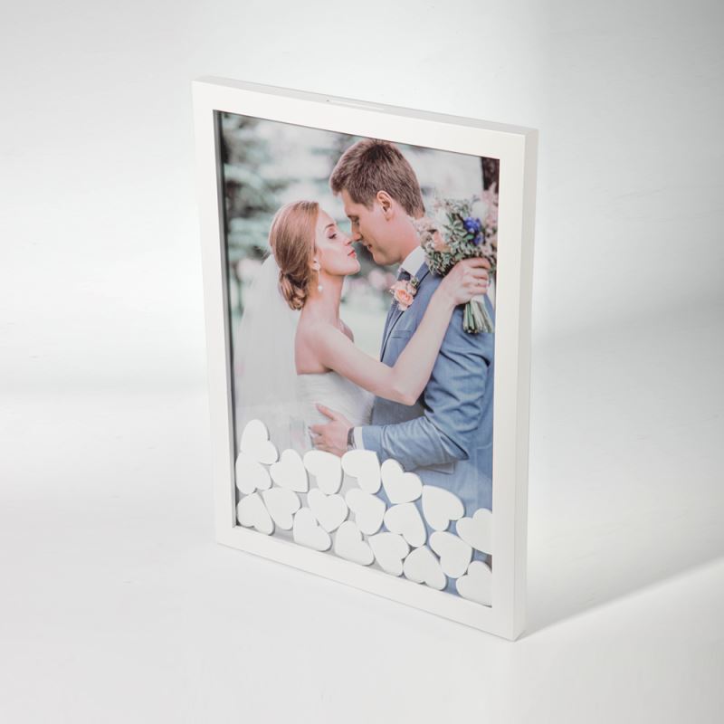 Wooden Guest Frame with heart blocks for Signature-42x30x2 cm