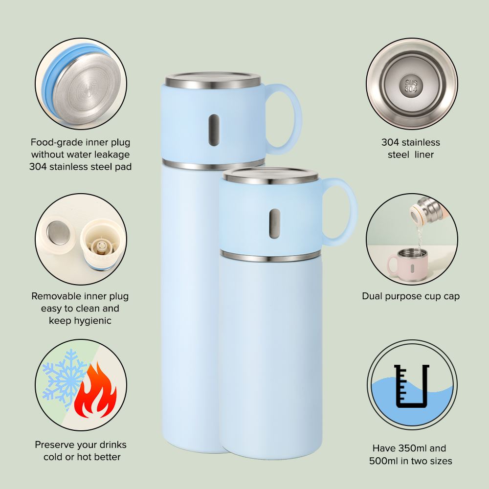 Double Wall Stainless Steel Bottle Cup Cap - Blue