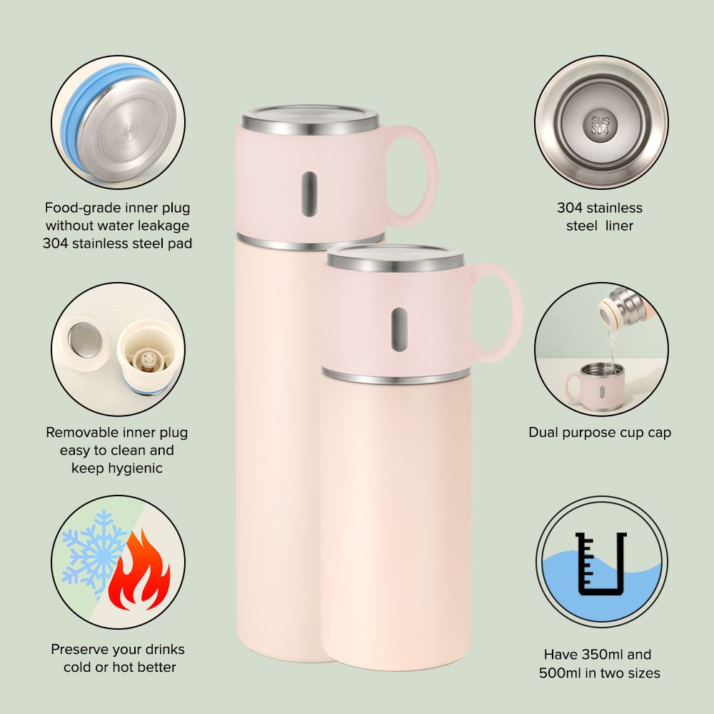 Double Wall Stainless Steel Bottle Cup Cap - Pink