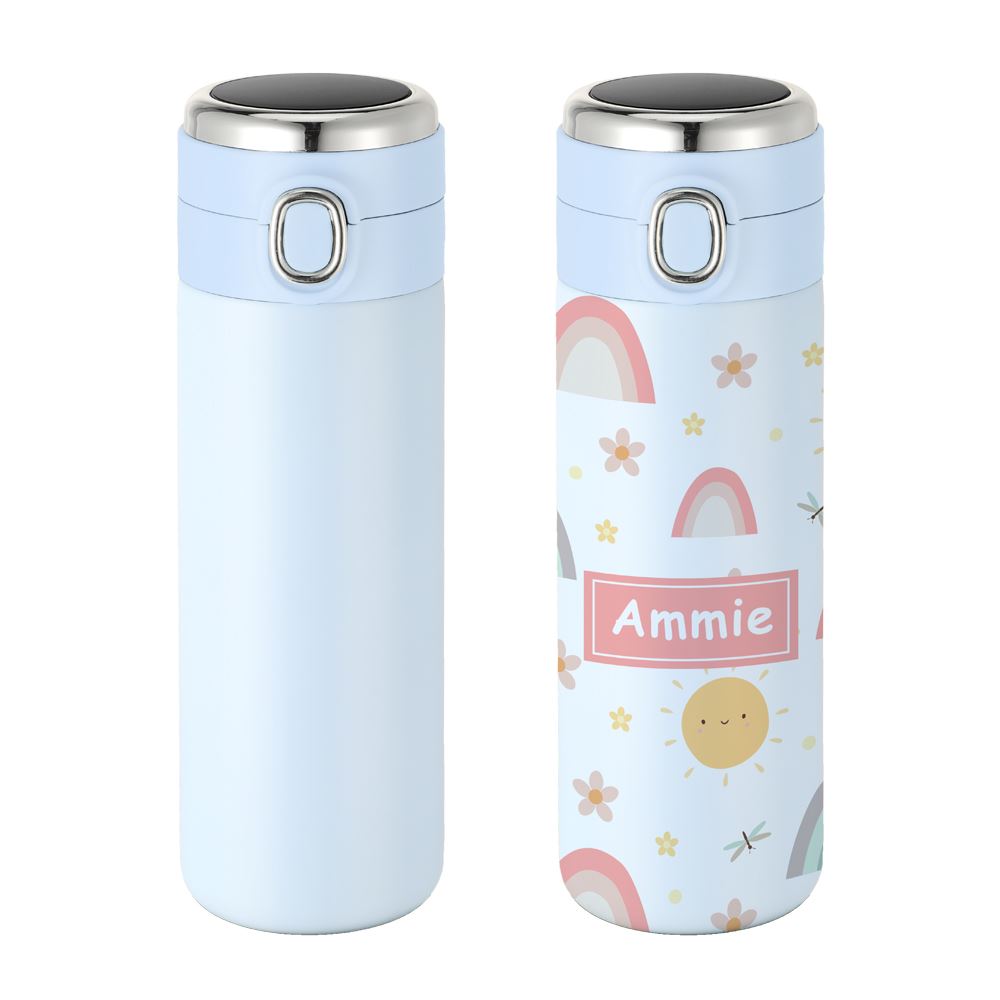 Double Wall Stainless Steel Bottle with Temperature Display - Blue