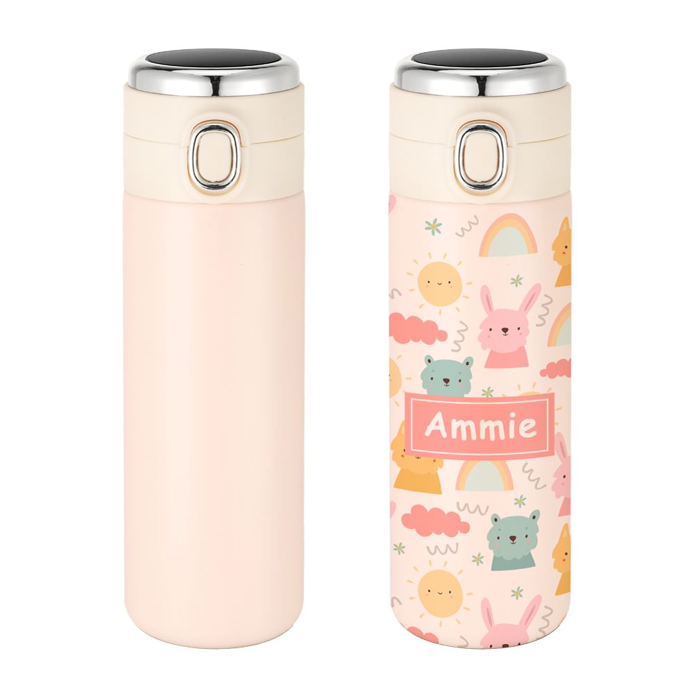 Double Wall Stainless Steel Bottle with Temperature Display - Pink