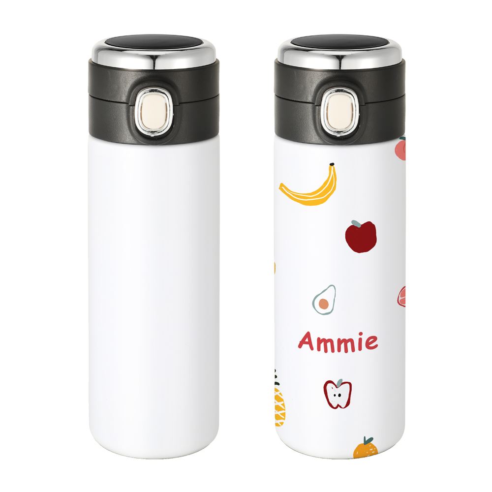 Double Wall Stainless Steel Bottle with Temperature Display - White