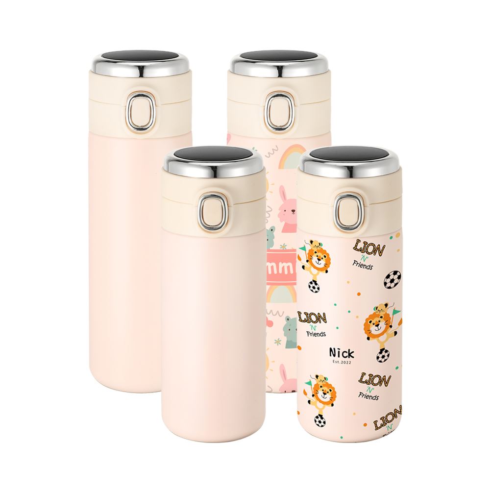 Double Wall Stainless Steel Bottle with Temperature Display - Pink