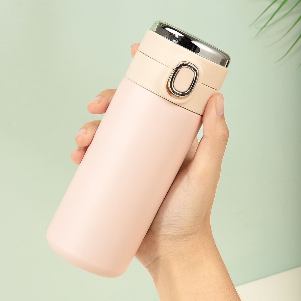 Double Wall Stainless Steel Bottle with Temperature Display - Pink